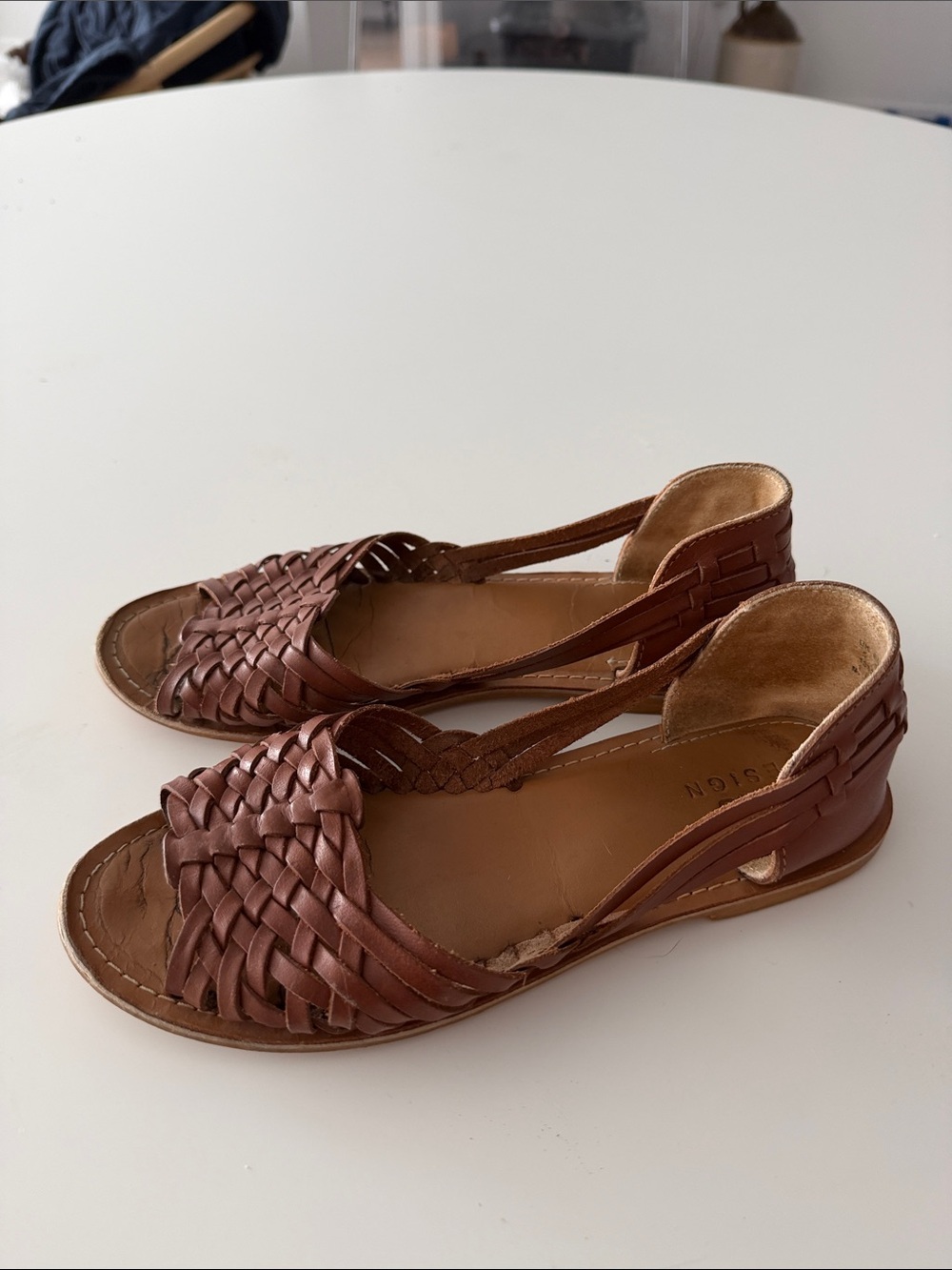 ASOS Brown Woven Leather Slingback Sandals